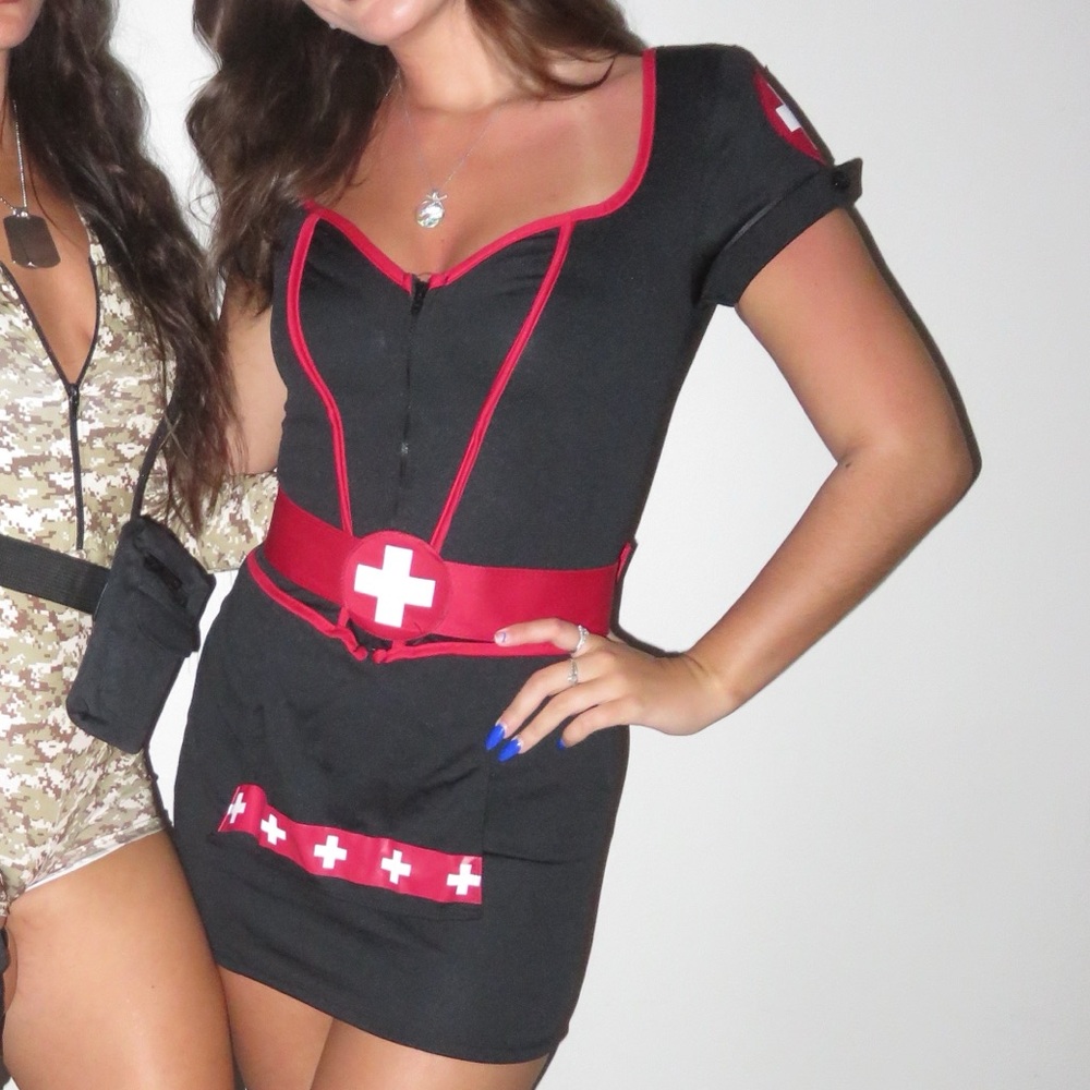 Black and Red Nurse Costume Dress